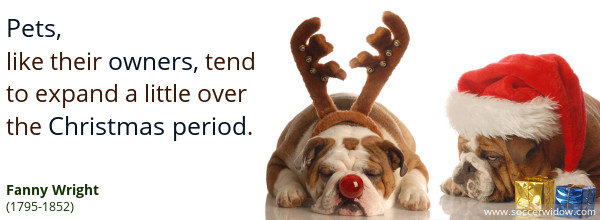 Christmas Quote: Pets, like their owners, tend to expand a little over the Christmas period - Fanny Wright